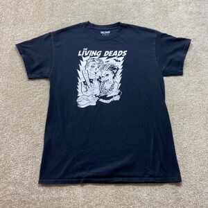 Gildan The Living Dead Band Shirt Mens Medium Black Graphic Print Tee‎